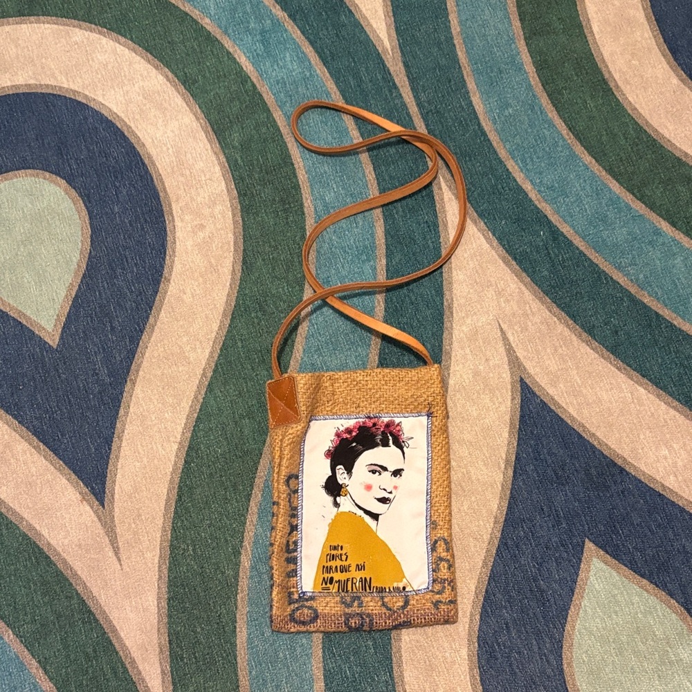 Frida Kahlo Crossbody with Tan Strap